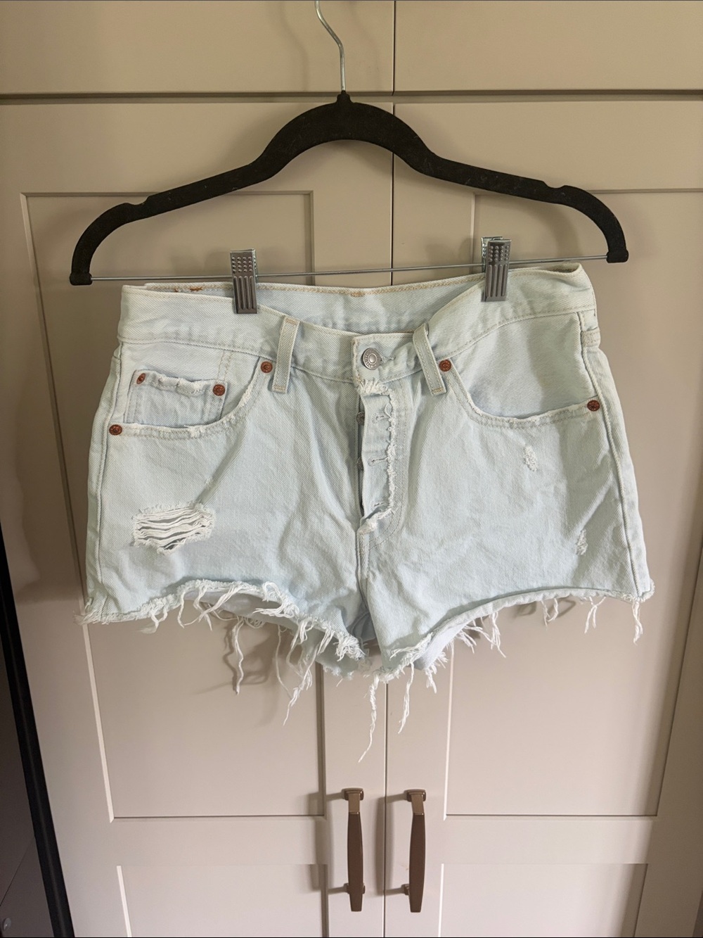 Levi’s 501 Light Wash Distressed Women's Denim Shorts